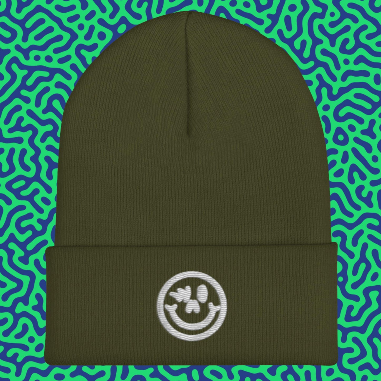 Cuffed Beanie White Logo